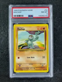 1999 Pokemon MACHOP 52/102 Base Set Unlimited Common English PSA 8 - Image 1