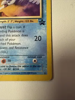 1999 Pokemon Wizards Black Star Promos Articuno #22 Heavy Play - Image 4