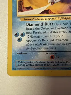 1999 Pokemon Wizards Black Star Promos Articuno #22 Heavy Play - Image 5