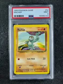 1999 Pokemon MACHOP 52/102 Base Set Unlimited Common English PSA 9 (A) - Image 1