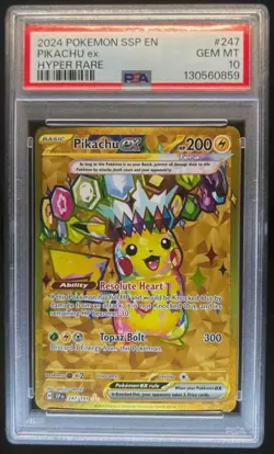 Pikachu EX 2024 Pokemon Scarlet & Violet Surging Sparks #247/191 PSA 10 GEM MINT - Image 1