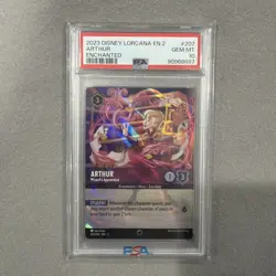 2023 DISNEY LORCANA EN 2 ENCHANTED #207 ARTHUR WIZARD'S APPRENTICE PSA 10 - Image 1