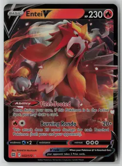 Entei V 22/172 Pokemon Brilliant Stars Rare V Near Mint Card (NM) 1 - Image 1