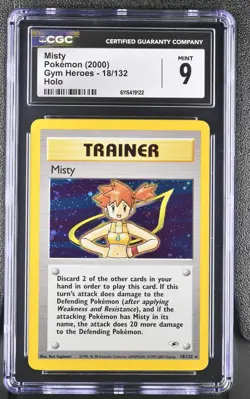 CGC 9 MINT Misty 2000 Gym Heroes 18/132 Holo Pokemon Card - Image 1