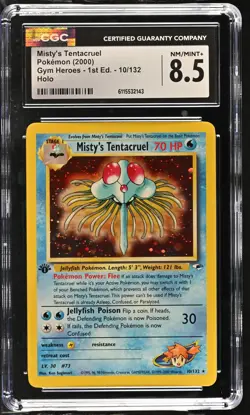 CGC 8.5 Misty's Tentacruel Gym Heroes 1st Edition 10/132 Holo Pokemon Card - Image 1