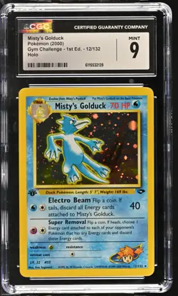 CGC 9 MINT Misty's Golduck Gym Challenge 1st Edition 12/132 Holo Pokemon Card - Image 1