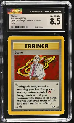 CGC 8.5 Blaine Gym Challenge 1st Edition 17/132 Holo Pokemon Card - Image 1