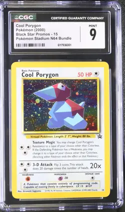 CGC 9 MINT Cool Porygon 2000 Black Star Promos 15 Holo Pokemon Card - Image 1