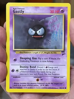 POKEMON GASTLY 75/130 COMMON BASE SET 2 NM CARD - Image 1