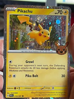 POKEMON PIKACHU 018/091 COSMOS HOLOFOIL WITH SWIRL TRICK OR TRADE NM CARD PROMO - Image 1