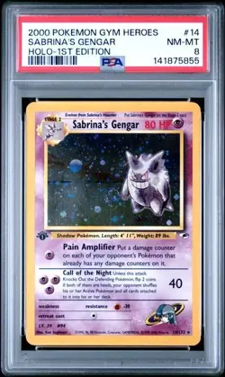 Sabrina's Gengar #14 Pokemon Gym Heroes First Edition Holo 2000 PSA 8 NM-MT - Image 1