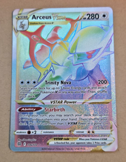 2022 Pokemon Brilliant Stars #176 Arceus Vstar Full Art Rainbow NM to Mint Cond - Image 1
