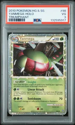 2010 POKEMON HEARTGOLD & SOULSILVER TRIUMPHANT #98 YANMEGA-HOLO PSA 3 - Image 1