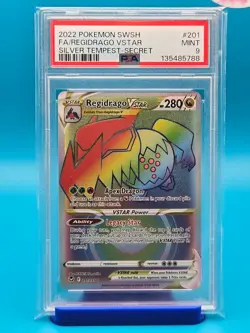 PSA 9 - 2022 POKEMON SWORD & SHIELD SILVER TEMPEST 201 REGIDRAGO VSTAR SECRET - Image 1