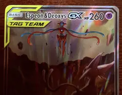 Pokemon Espeon & Deoxys GX TAG TEAM Promo SM240 Card Pokemon TCG Card Stock - Image 3
