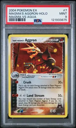 2004 POKEMON EX TEAM MAGMA VS TEAM AQUA #7 TEAM MAGMA'S AGGRON-HOLO PSA 9 - Image 1