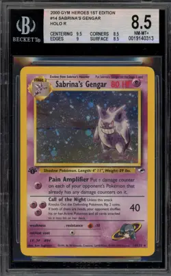 Pokemon Sabrina's Gengar Gym Heroes 1st Edition Holo Rare #14 BGS 8.5 - Image 1