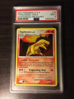 2007 POKEMON D&P MYSTERIOUS TREASURES TYPHLOSION 16/123 HOLO RARE PSA 9 - Image 1