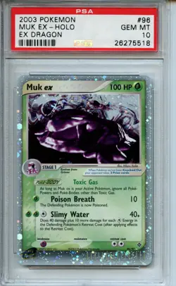 2003 Pokemon Ex Dragon #96 Muk Ex Holo PSA 10 - Image 1