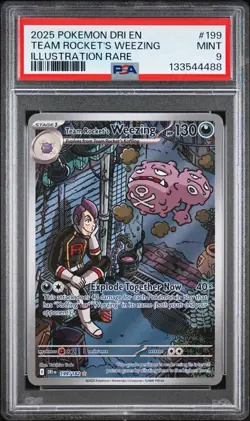 2025 POKEMON DRI EN-ILLUSTRATION RARE #199 TEAM ROCKET'S WEEZING PSA 9 - Image 1