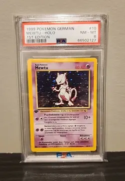 1999 Pokemon German Deutsch Mewtu Mewtwo Holo 1st Edition #10 PSA 8 NM-MT - Image 1