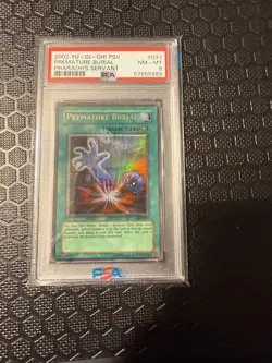 2002 Yu-Gi-Oh! Premature Burial Pharaoh's Servant PSV Unlimited Ultra Rare PSA 8 - Image 1