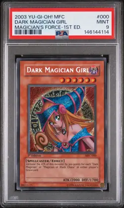 2003 YU-GI-OH! MFC-MAGICIAN'S FORCE 1ST EDITION #000 DARK MAGICIAN GIRL PSA 9 - Image 1
