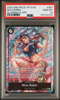 2025 ONE PIECE OP12-LEGACY OF THE MASTER ALTERNATE ART #087 NICO ROBIN PSA 10 - Image 1