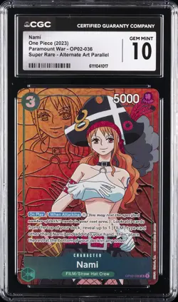 2023 ONE PIECE PARAMOUNT WAR ALTERNATIVE ART #OP02-036 NAMI CGC 10 GEM MINT - Image 1