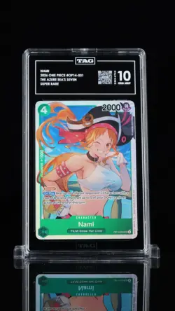 ‼ONE PIECE~Nami OP14-031 The Azure Sea's Seven Foil TAG GRADE 10~SAME DAY SHIP - Image 1