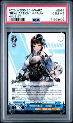 2025 WEISS SCHWARZ GODDESS OF VICTORY: NIKKE #E088 "REALIZATION" MARIAN PSA 10 - Image 1