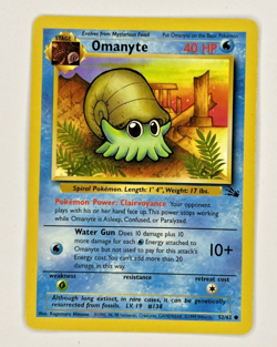 Pokemon TCG Omanyte Fossil 52/62 Unlimited Common Card WOTC LP-NM - Image 1