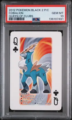 2012 POKEMON BLACK 2 PLAYING CARDS QUEEN OF CLUBS COBALION PSA 10 - Image 1