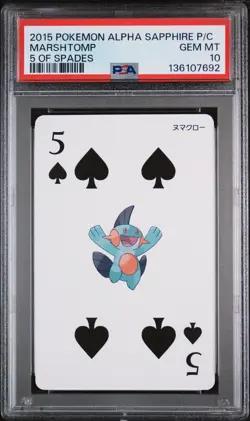2015 POKEMON ALPHA SAPPHIRE PLAYING CARDS 5 OF SPADES MARSHTOMP PSA 10 - Image 1