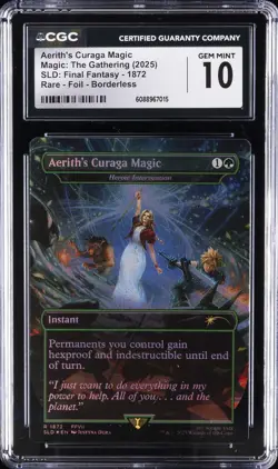 2025 MTG FINAL FANTASY RARE FOIL BORDERLESS #1872 AERITH'S CURAGA MAGIC CGC 10 - Image 1