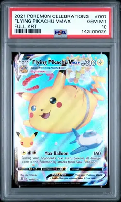 2021 POKEMON CELEBRATIONS #007 FULL ART/FLYING PIKACHU VMAX PSA 10 - Image 1