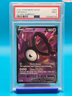 PSA 9 - 2022 POKEMON SWORD & SHIELD SILVER TEMPEST 065 UNOWN V - Image 1