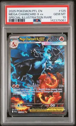 2025 POKEMON PFL SPECIAL ILLUSTRATION RARE #125 MEGA CHARIZARD X EX PSA 10 - Image 1