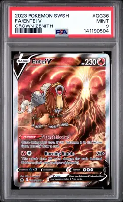2023 POKEMON SWORD & SHIELD CROWN ZENITH #GG36 FULL ART/ENTEI V PSA 9 - Image 1