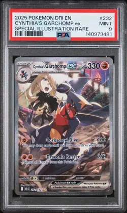 2025 POKEMON DRI SPECIAL ILLUSTRATION RARE #232 CYNTHIA'S GARCHOMP EX PSA 9 - Image 1
