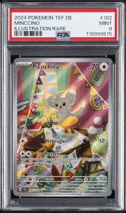 2024 POKEMON GERMAN TEF DE-TEMPORAL FORCES ILLUSTRATION RARE #182 MINCCINO PSA 9 - Image 1