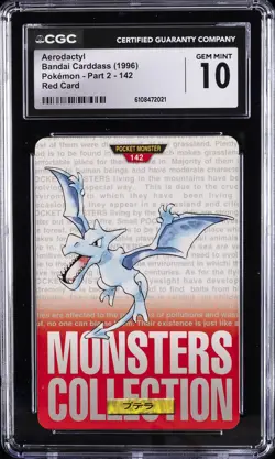1996 POKEMON BANDAI CARDDASS #142 AERODACTYL CGC 10 GEM MINT - Image 1