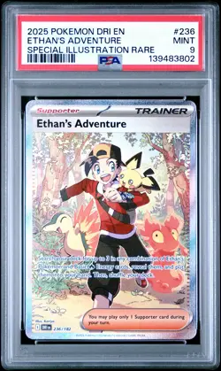 2025 POKEMON DESTINED RIVALS SPECIAL ILLUSTRATION RARE ETHAN'S ADVENTURE PSA 9 - Image 1
