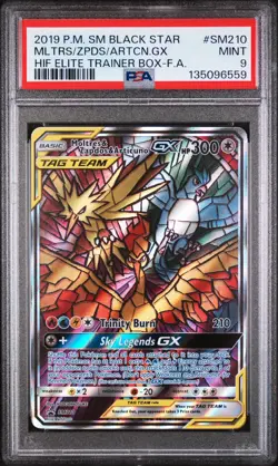 2019 POKEMON SM BLACK STAR PROMO FULL ART/MOLTRES & ZAPDOS & ARTICUNO GX PSA 9 - Image 1