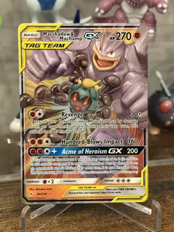 Pokemon Marshadow & Machamp 82/214 Unbroken Bonds Holo Ultra Rare Tag Team - Image 1