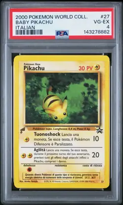 2000 POKEMON PIKACHU WORLD COLLECTION ITALIAN #27 BABY PIKACHU PSA 4 - Image 1