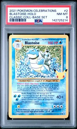 2021 POKEMON CELEBRATIONS CLASSIC COLLECTION #2 BLASTOISE-HOLO PSA 8 - Image 1