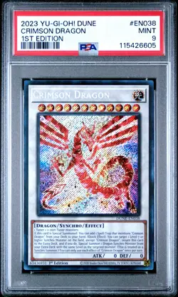 2023 YU-GI-OH! DUNE-DUELIST NEXUS 1ST EDITION #EN038 CRIMSON DRAGON PSA 9 - Image 1