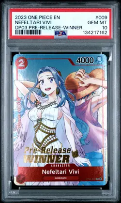 2023 ONE PIECE PROMOS PILLARS STRENGTH PRE-RELEASE-WINNER NEFELTARI VIVI PSA 10 - Image 1