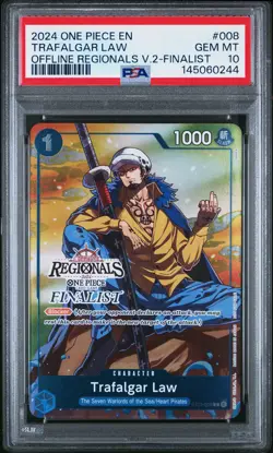 2024 ONE PIECE OFFLINE REGIONALS PACK 2024 VOL.2 FINALIST TRAFALGAR LAW PSA 10 - Image 1